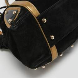 مملوكة مسبقًا Gucci Black/Gold Leather and Suede Tassel Race Bag