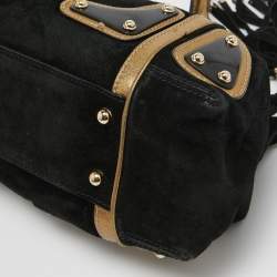 مملوكة مسبقًا Gucci Black/Gold Leather and Suede Tassel Race Bag