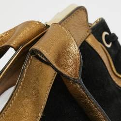 مملوكة مسبقًا Gucci Black/Gold Leather and Suede Tassel Race Bag