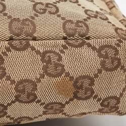 Pre Owned Gucci Beige GG Canvas and Leather Clutch