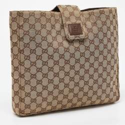 Pre Owned Gucci Beige GG Canvas and Leather Clutch