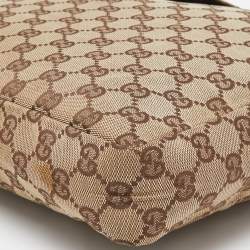 Pre Owned Gucci Beige GG Canvas and Leather Clutch