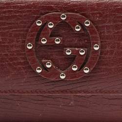 Gucci Brick Leather Soho Studded Continental Wallet