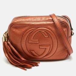 Pre Owned Gucci Copper Brown Leather Small Soho Disco Crossbody Bag