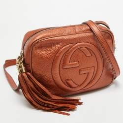 Pre Owned Gucci Copper Brown Leather Small Soho Disco Crossbody Bag