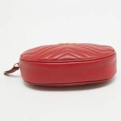 Gucci Red Matelassé Leather GG Marmont Belt Bag