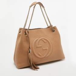 Pre Owned Gucci Tan Leather Medium Soho Chain Shoulder Bag