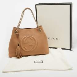 Pre Owned Gucci Tan Leather Medium Soho Chain Shoulder Bag