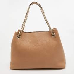 Pre Owned Gucci Tan Leather Medium Soho Chain Shoulder Bag