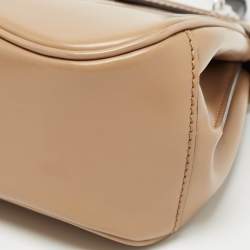 Pre Owned Gucci Beige Glossy Leather Mini Lady Lock Bamboo Top Handle Bag