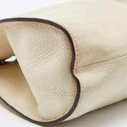 Pre Owned Gucci Cream Leather Bamboo Top Handle Bag