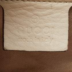 Pre Owned Gucci Cream Leather Bamboo Top Handle Bag