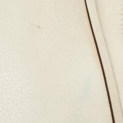 Pre Owned Gucci Cream Leather Bamboo Top Handle Bag