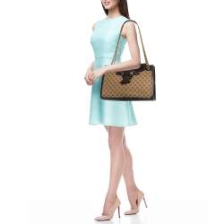 Pre Owned Gucci Brown/Beige GG Canvas and Leather Large Emily Shoulder Bag
