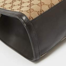 Pre Owned Gucci Brown/Beige GG Canvas and Leather Large Emily Shoulder Bag
