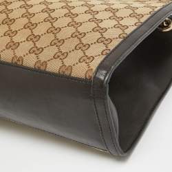 Pre Owned Gucci Brown/Beige GG Canvas and Leather Large Emily Shoulder Bag