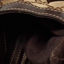 Pre Owned Gucci Brown/Beige GG Canvas and Leather Match Ball Hobo
