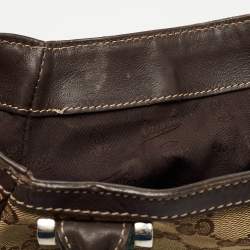 Pre Owned Gucci Brown/Beige GG Canvas and Leather Match Ball Hobo