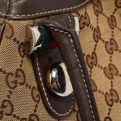 Pre Owned Gucci Brown/Beige GG Canvas and Leather Match Ball Hobo