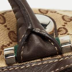 Pre Owned Gucci Brown/Beige GG Canvas and Leather Match Ball Hobo
