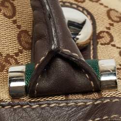 Pre Owned Gucci Brown/Beige GG Canvas and Leather Match Ball Hobo