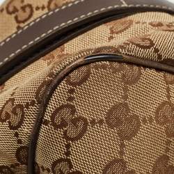 Pre Owned Gucci Brown/Beige GG Canvas and Leather Match Ball Hobo
