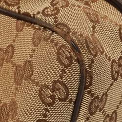Pre Owned Gucci Brown/Beige GG Canvas and Leather Match Ball Hobo