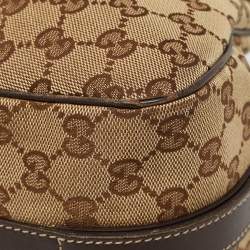 Pre Owned Gucci Brown/Beige GG Canvas and Leather Match Ball Hobo