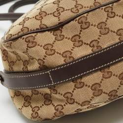 Pre Owned Gucci Brown/Beige GG Canvas and Leather Match Ball Hobo