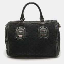 Gucci Black Guccissima Neoprene and Leather Medium Techno Boston Bag