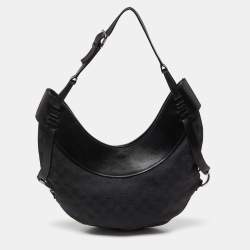 Pre Owned Gucci Black GG Canvas and Leather Hobo