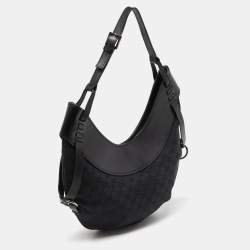 Pre Owned Gucci Black GG Canvas and Leather Hobo