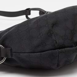 Pre Owned Gucci Black GG Canvas and Leather Hobo