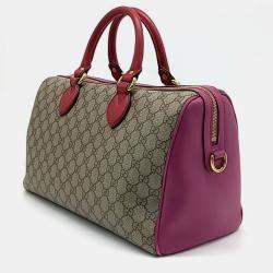 Gucci Beige/Red GG Canvas Supreme Boston Bag