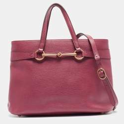 Pre Owned Gucci Rosewood Pink Leather Medium Bright Bit Tote