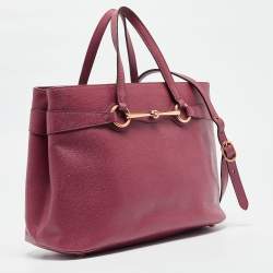 Pre Owned Gucci Rosewood Pink Leather Medium Bright Bit Tote