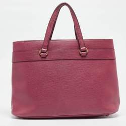Pre Owned Gucci Rosewood Pink Leather Medium Bright Bit Tote