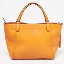 Pre Owned Gucci Dark Yellow Leather Small Soho Tote