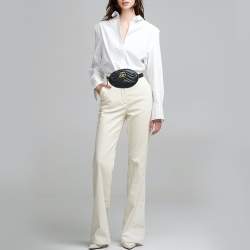 Pre Owned Gucci Black Matelassé Leather GG Marmont Belt Bag