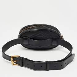 Pre Owned Gucci Black Matelassé Leather GG Marmont Belt Bag