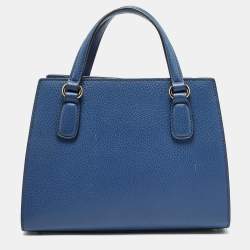 Pre Owned Gucci Blue Leather Soho Top Handle Bag