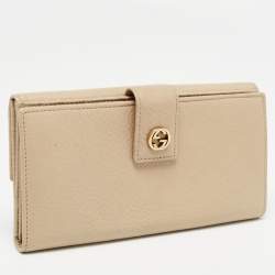 Gucci Beige Leather Interlocking G Wallet