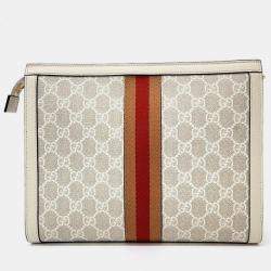 Pre Owned Gucci White leather Ophidia Clutch