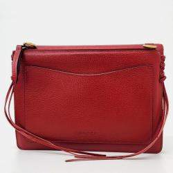 Pre Owned Gucci Red leather Animalier Chain Shoulder Bag 