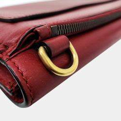 Pre Owned Gucci Red leather Animalier Chain Shoulder Bag 