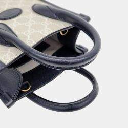 Pre Owned حقيبة يد غوتشي أوفيديا صغيرة كانفاس جي جي أبيض وعاجي/كحلي