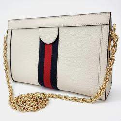 Gucci Ivory Leather Ophidia Shoulder Bag