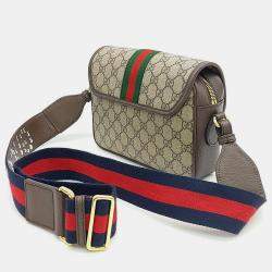 Pre Owned Gucci Beige/Brown GG Canvas Mini Ophidia Shoulder Bag 