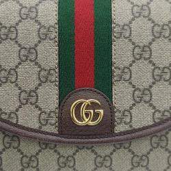 Pre Owned Gucci Beige/Brown GG Canvas Mini Ophidia Shoulder Bag 