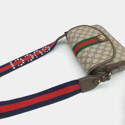Pre Owned Gucci Beige/Brown GG Canvas Mini Ophidia Shoulder Bag 